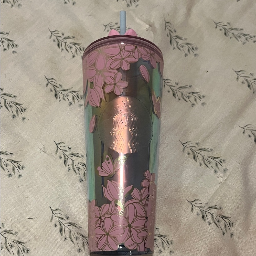 Starbucks Lotus Iridescent Pink Floral Tumbler